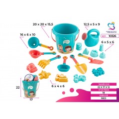 Marbueno Conjunto Cubo de Playa Con Accesorios Color Surtido 22x17 cm Playa MARBUENO SUMMER 10326