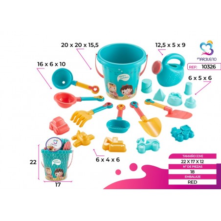 Marbueno Conjunto Cubo de Playa Con Accesorios Color Surtido 22x17 cm Playa MARBUENO SUMMER 10326