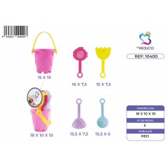 Marbueno Conjunto Cubo de Playa con Accesorios 9x9x18 cm Color Surtido Jardin y Playa MARBUENO SUMMER 10400