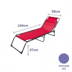 Marbueno Tumbona Plegable Acero Con Cojin Jardin y Piscina 190X58X27 Roja 10000