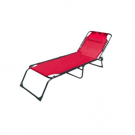Marbueno Tumbona Plegable Acero Con Cojin Jardin y Piscina 190X58X27 Roja 10000