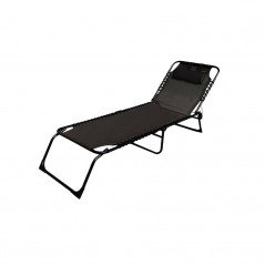 Marbueno Tumbona Plegable Acero Cojin Jardin y Piscina 190X58X27 Negra 10004