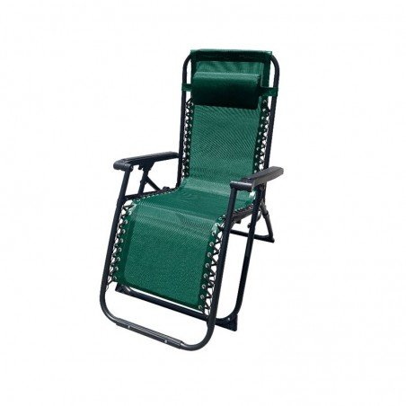 Marbueno Tumbona Plegable Acero Cojin Jardin y Piscina 90X66X108 Gravedad Cero Verde 10008