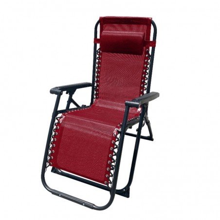 Marbueno Tumbona Plegable Acero Cojin Jardin y Piscina 90X66X108 Gravedad 0 Burdeos 10010