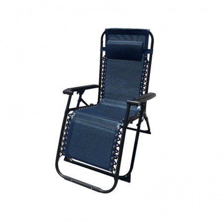 Marbueno Tumbona Plegable Acero Cojin Jardin y Piscina 90X66X108 Gravedad Cero Azul Oscuro 10011