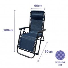 Marbueno Tumbona Plegable Acero Cojin Jardin y Piscina 90X66X108 Gravedad Cero Azul Oscuro 10011