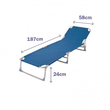 Marbueno Tumbona Plegable Aluminio Azul Playa y Piscina 187X58X24 cm 10018