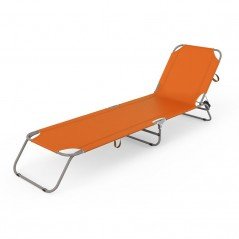 Marbueno Tumbona Plegable Acero Naranja Playa y Piscina 187X55X24 cm 10019