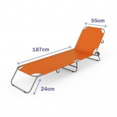 Marbueno Tumbona Plegable Acero Naranja Playa y Piscina 187X55X24 cm 10019