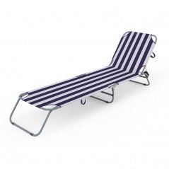 Marbueno Tumbona Plegable Acero Rayas Azules y Blancas Playa y Piscina 187X55X24 cm 10020
