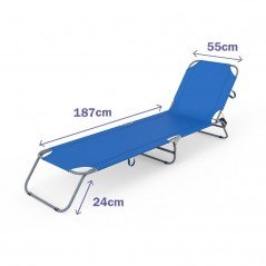 Marbueno Tumbona Plegable Acero Azul Oscuro Playa y Piscina 187X55X24 cm 10021