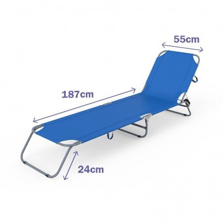 Marbueno Tumbona Plegable Acero Azul Oscuro Playa y Piscina 187X55X24 cm 10021