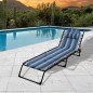 Marbueno Tumbona Plegable Acero Cojin Jardin 190X58X27 Rayas Azules 10171