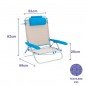 Marbueno Silla Plegable 5 Posiciones Aluminio Beige/Azul Playa 61X68X82 10172 Marbueno Silla Plegable 5 Posiciones Aluminio Beige/Azul Playa 61X68X82 10172