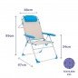 Marbueno Silla Plegable 5 Posiciones Aluminio con Cojin Beige/Azul Playa y Piscina 67X66X99 cm 10174 Marbueno Silla Plegable 5 Posiciones Aluminio con Cojin Beige/Azul Playa y Piscina 67X66X99 cm 10174