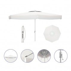Marbueno Sombrilla Aluminio D300 cm Polyester Blanca Jardin y Terraza 10184