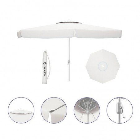 Marbueno Sombrilla Aluminio D300 cm Polyester Blanca Jardin y Terraza 10184