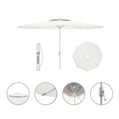 Marbueno Sombrilla Acero 8 Varillas D270 cm Polyester Blanca Jardin, Piscina y Terraza 10187