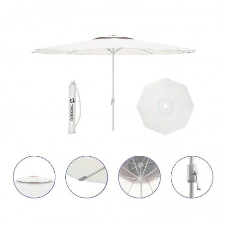 Marbueno Sombrilla Acero 8 Varillas D270 cm Polyester Blanca Jardin, Piscina y Terraza 10187