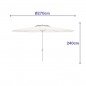 Marbueno Sombrilla Acero 8 Varillas D270 cm Polyester Blanca Jardin, Piscina y Terraza 10187
