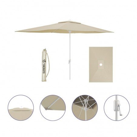Marbueno Sombrilla Acero 6 Varillas D200x300 cm Polyester Beige Jardin, Piscina y Terraza 10192