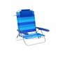 Marbueno Silla Plegable 5 Posiciones Aluminio con Cojin Rayas Azules Playa y Piscina 61X68X82 cm 10242