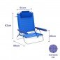 Marbueno Silla Plegable 5 Posiciones Aluminio Cojin Azul Playa 61X68X82 cm 10243