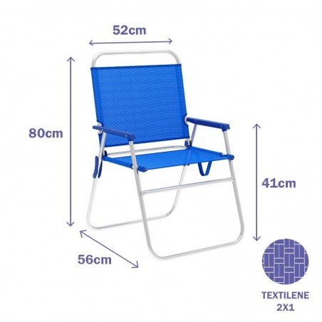 Marbueno Silla Plegable Aluminio Azul Playa y Piscina 52X56X80 cm 10245