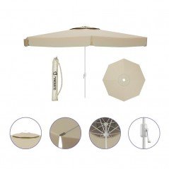 Marbueno Sombrilla Aluminio 8 Varillas D300 cm Polyester Beige Jardin, Piscina y Terraza 10301