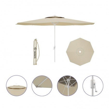 Marbueno Sombrilla Acero 8 Varillas D270 cm Polyester Beige Jardin, Piscina y Terraza 10302