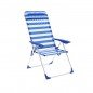 Marbueno Silla Plegable 5 Posiciones Aluminio con Cojin Rayas Azul y Blanco Playa y Piscina 69X58X110 cm 10316