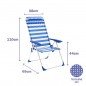 Marbueno Silla Plegable 5 Posiciones Aluminio con Cojin Rayas Azul y Blanco Playa y Piscina 69X58X110 cm 10316