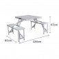 Marbueno Set Mesa y 4 Asientos con Agujero Sombrilla Plegable Aluminio Gris Camping y Playa 136X85X67 cm 10439 Marbueno Set Mesa y 4 Asientos con Agujero Sombrilla Plegable Aluminio Gris Camping y Playa 136X85X67 cm 10439