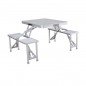 Marbueno Set Mesa y 4 Asientos con Agujero Sombrilla Plegable Aluminio Gris Camping y Playa 136X85X67 cm 10439 Marbueno Set Mesa y 4 Asientos con Agujero Sombrilla Plegable Aluminio Gris Camping y Playa 136X85X67 cm 10439