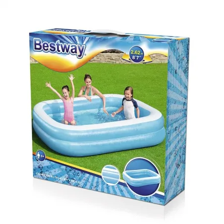 Bestway Piscina Hinchable 2 Camaras Rectangular Azul 262x175x51 cm +6 Años Jardin 54006