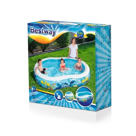 Bestway Piscina Hinchable 2 Camaras Fondo de Mar 262x157x46 cm +3 Años Jardin 54118