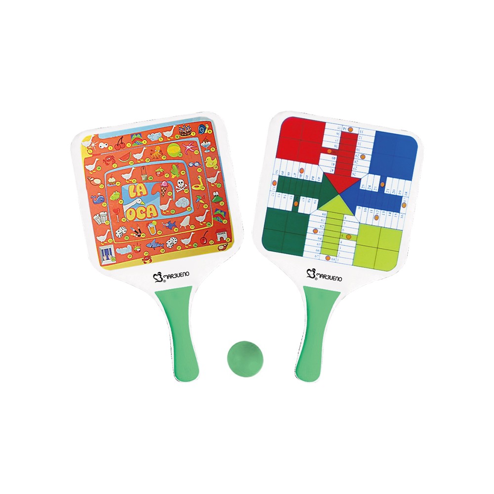 Marbueno Conjunto Palas Madera Parchis/Oca 35x20x0,6 cm para disfrutar en jardín y playa MARBUENO SUMMER 10195
