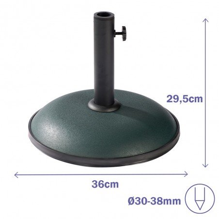 Marbueno Base Sombrilla Redonda Cemento 36x29,5 cm 11KG Verde Jardin, Piscina y Terraza 10443