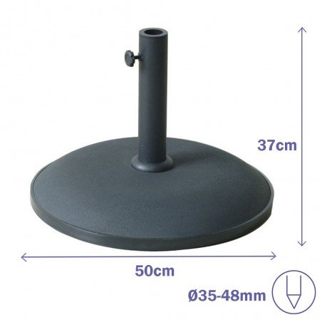 Marbueno Base Sombrilla Redonda Cemento 50x37 cm 25KG Negro Jardin, Piscina y Terraza 10452