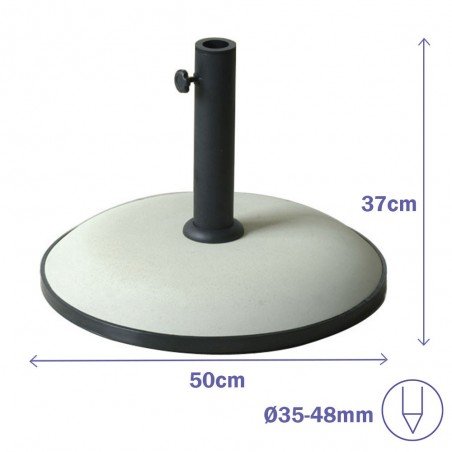 Marbueno Base Sombrilla Redonda Cemento 50x37 cm 25KG Blanco Jardin, Piscina y Terraza 10453