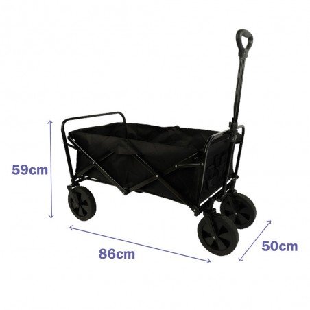 Marbueno Carro Plegable Acero 150 KG Negro Playa y Camping 86X50X59 cm 10476