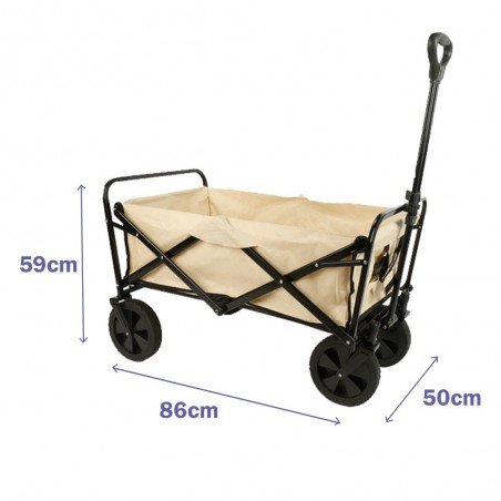 Marbueno Carro Plegable Acero 150 KG Beige Playa y Camping 86X50X59 cm 10477