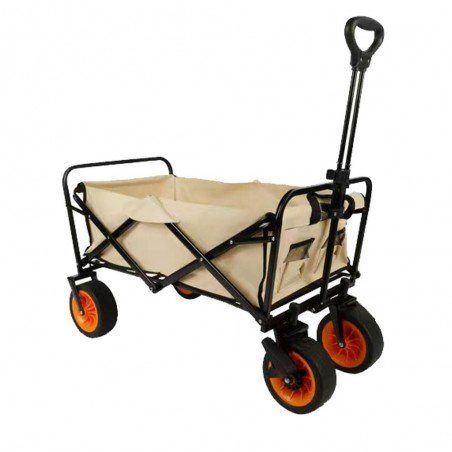 Marbueno Carro Plegable Acero 200 KG Beige Playa y Camping 86X50X59 cm 10479