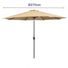 Marbueno Sombrilla Acero 8 Varillas D270 cm Polyester Marron Jardin, Piscina y Terraza 10482