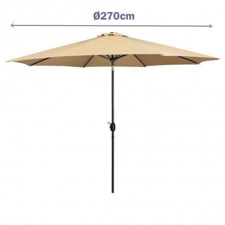 Marbueno Sombrilla Acero 8 Varillas D270 cm Polyester Marron Jardin, Piscina y Terraza 10482