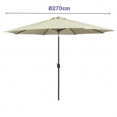 Marbueno Sombrilla Acero 8 Varillas D270 cm Polyester Beige Jardin, Piscina y Terraza 10483