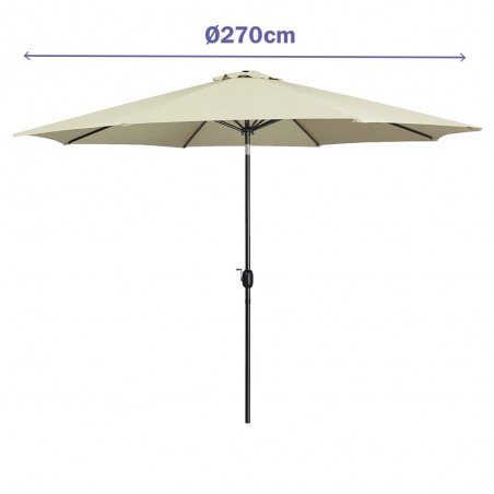Marbueno Sombrilla Acero 8 Varillas D270 cm Polyester Beige Jardin, Piscina y Terraza 10483