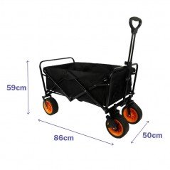 Marbueno Carro Plegable Acero 200 KG Negro Playa y Camping 86X50X59 cm 10478