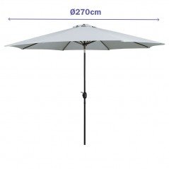 Marbueno Sombrilla Acero 8 Varillas D270 cm Polyester Blanco Jardin, Piscina y Terraza 10484
