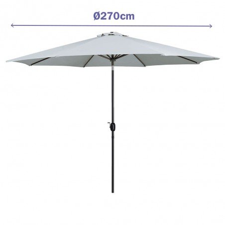 Marbueno Sombrilla Acero 8 Varillas D270 cm Polyester Blanco Jardin, Piscina y Terraza 10484
